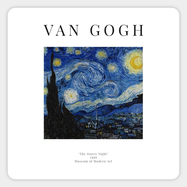 The Starry Night - Vincent Van Gogh - Exhibition Poster Magnet by studiofrivolo